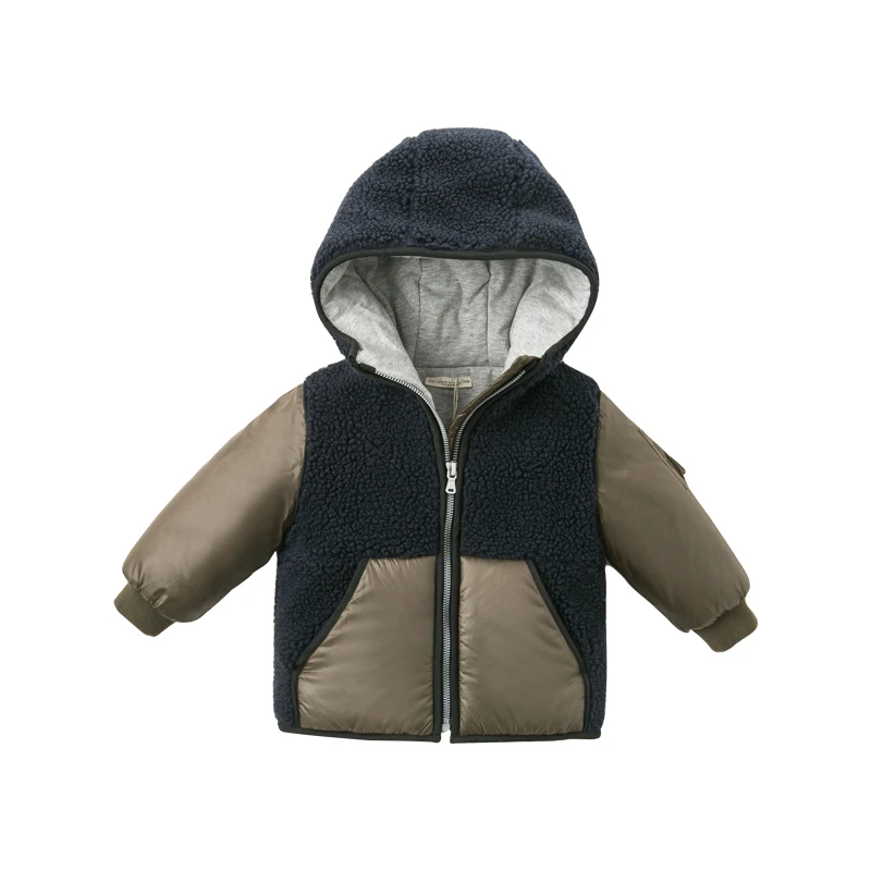DB11736 dave bella/зимняя одежда из хлопка для маленьких мальчиков модная детская верхняя одежда на молнии с капюшоном детское пальто - Цвет: navy
