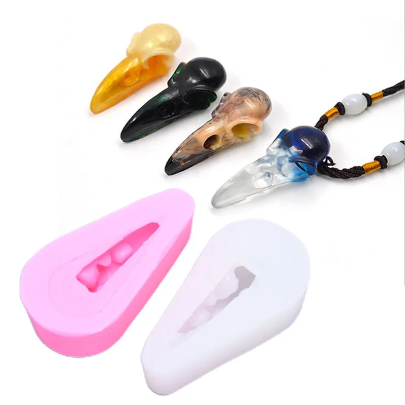 3D Raven Skull Silicone Mold Bird Skeleton Head Mold Crow Mold Halloween Jewelry Making Resin Art Jewelry Tools UV Resin Molds