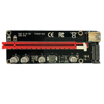 

6PCS VER011C Riser PCI-E PCIe Extender PCI Express Riser Card 1x to 16x Adapter USB3.0 Cable SATA Power LED for BTC Miner Mining