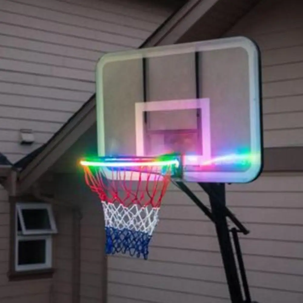 

Solar basket hoop LED play on the basketball edge illuminated at night shoot rings on LED strip night lamp