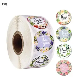 

green flower thank you Sticker 2.5cm Round thank you Sealing label green Sticker For gift packaging