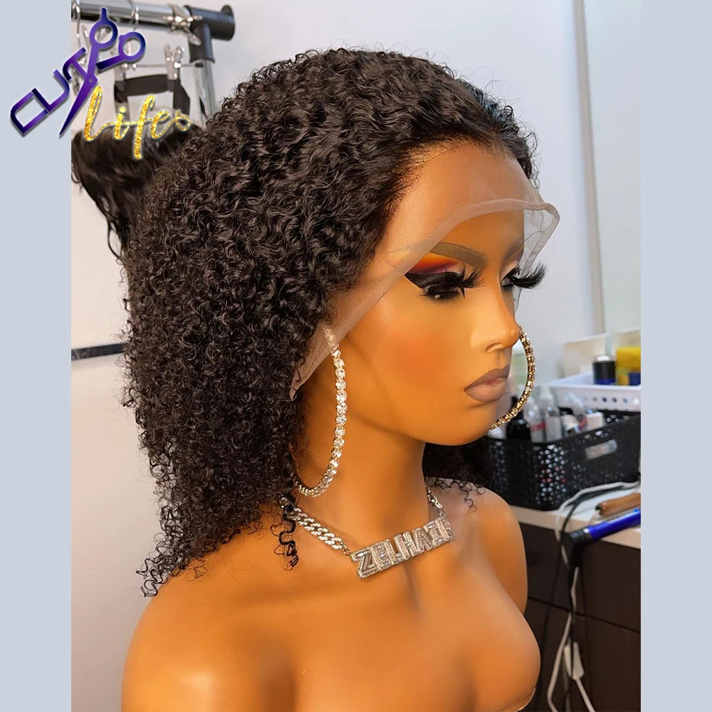 Curly Bob Wig Ombre Lace Frontal Human Hair Wigs Remy Water Wave Ginger Color Wig With Baby Hair PrePlucked For Black Women