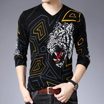 Китайский стиль 3D с цветочным принтом модный сверхмодный свитер pull homme осень и зима Качество Вязаный мужской свитер m-xxxl - Цвет: as picture