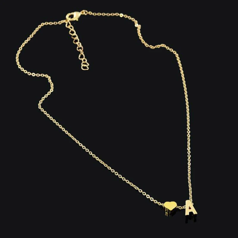 SMJEL Fashion Tiny Heart Initial Necklace Women Personalize Letter Name Choker Necklace Collier Femme Jewelry Gift Accessory
