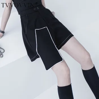 

China Irregular Black Shorts Fashion New 2020 Spring Elegant High Waist Patchwork Pocket Minority Casual Style Shorts P035