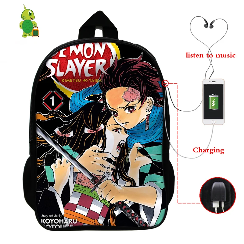 Demon Slayer: Kimetsu No Yaiba рюкзак USB зарядка Рюкзак для ноутбука аниме школьные сумки для подростков мальчик девочка путешествия рюкзак - Цвет: 5