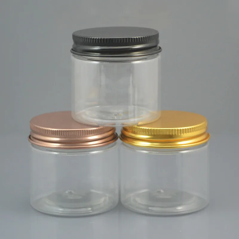 30pc/lot 200ml Clear Plastic Cosmetic Jar Serum Bottle Gold Black Bronze Aluminum Cap 200g Cream Container Factory Wholesale | Красота и