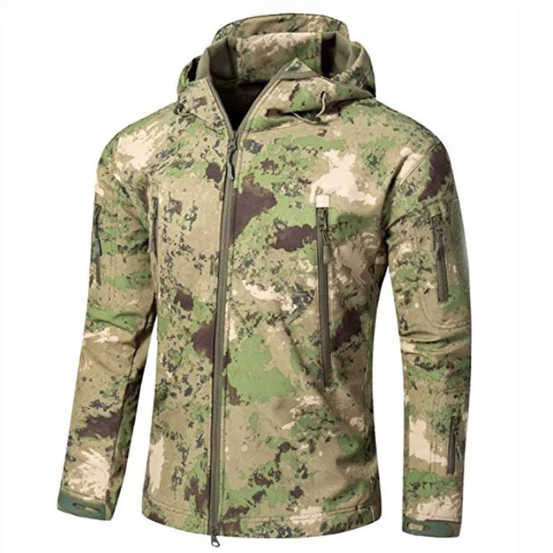 

Camouflage Hunting Clothes Outdoor Softshell TAD Jacket Men Hiking Camping Windproof Waterproof Hoodies Coats Uniform