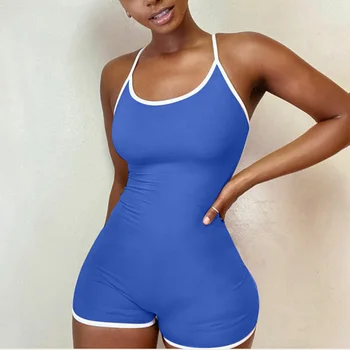 

Casual Sporty Active Wear Backless Playsuit Sexy Push Up Strap Rompers Summer Women Jumpsuit Workout Fitness Rider Playsuits