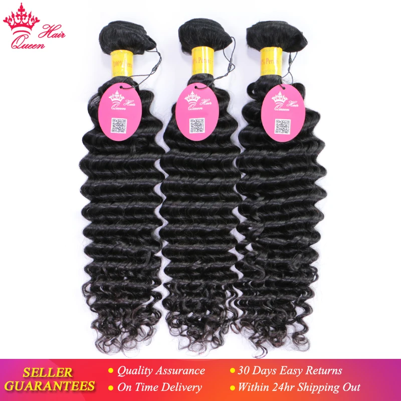 Queen Hair Products Peruvian Deep Wave Hair Bundles 100% Human Hair Weave Bundles Deal Natural Color Raw Virgin Vendors
