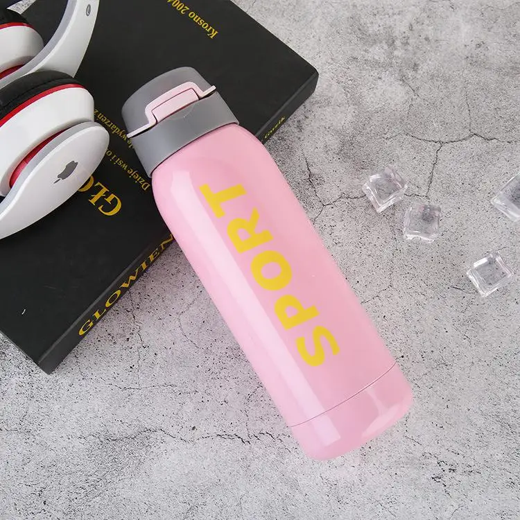 500ml Vacuum Insulated Travel Bottle Outdoor Camping Water Coffee Flask With Bouncing Cap Thermos Mug Termo Termos Water Bottle - Цвет: Pink