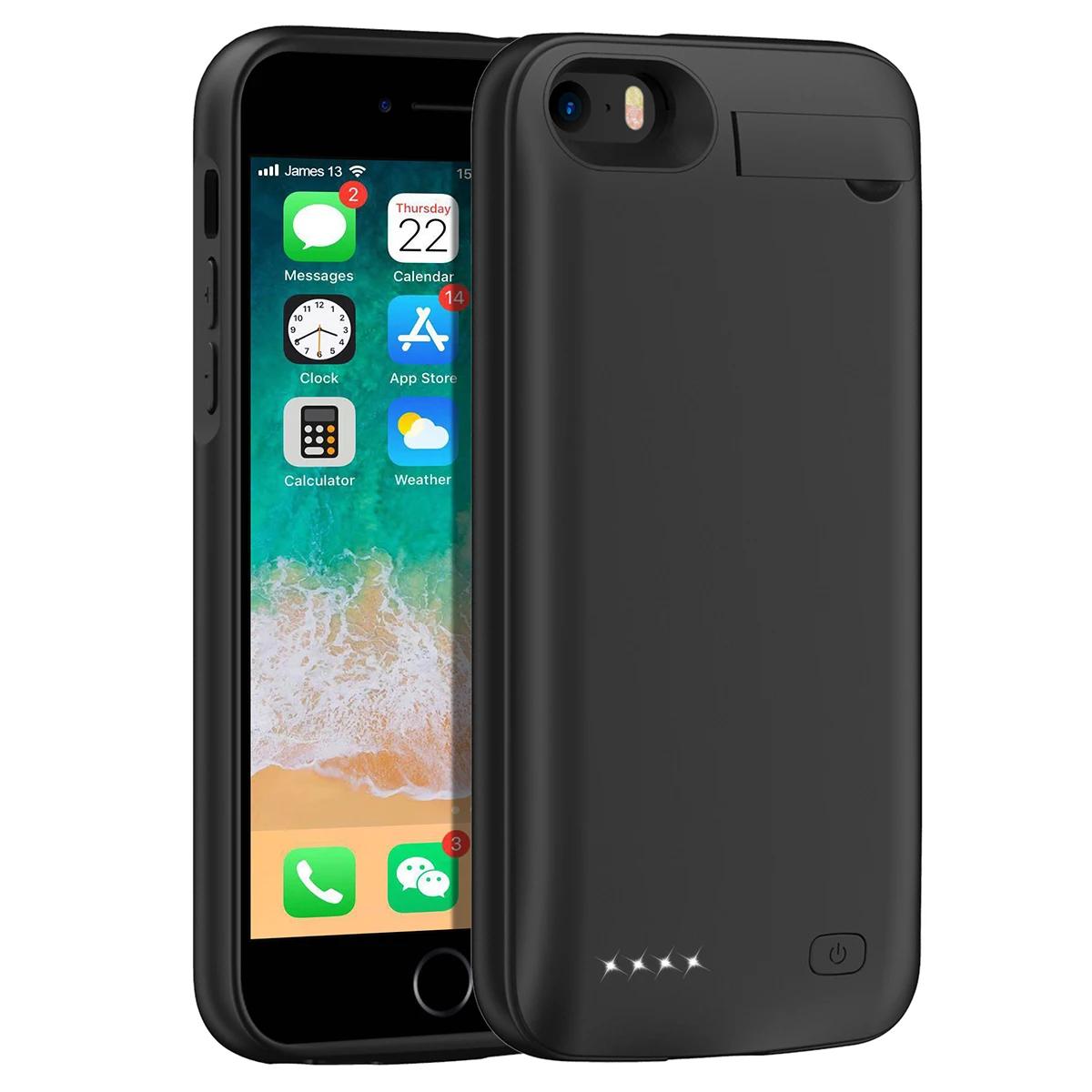 Черный Для iPhone SE 5SE 5 5S 4500mAh аккумуляторная Внешняя батарея резервного копирования защитный чехол зарядное устройство крышка с Скрытая скобка - Цвет: Черный
