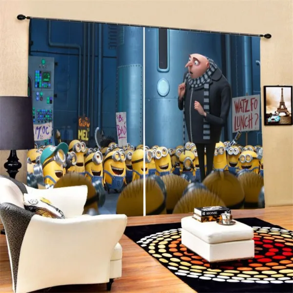 Color-2 Мультяшные 3D занавески для детской спальни, гостиной, Затемненные оконные шторы, 2 панели, полиэстер, занавески, домашний декор - Цвет: Color-2
