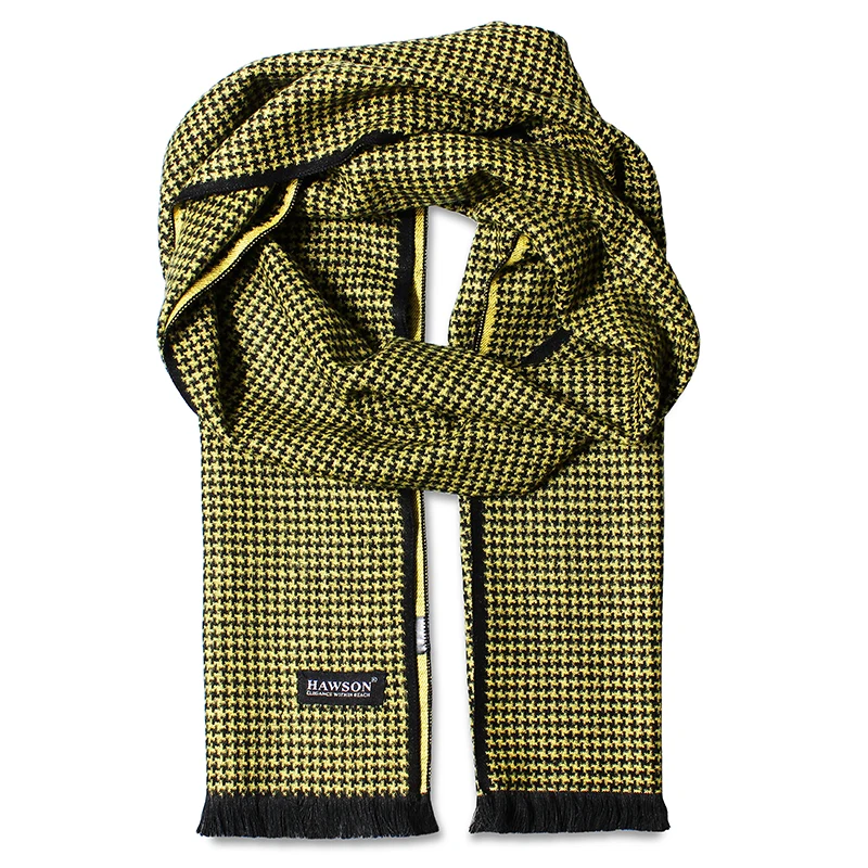 

HAWSON Cotton Plaid Winter Scarf with 4 Angles Stars Pattern Neck Warmer Travel Head Wraps for Men Coat Accessories
