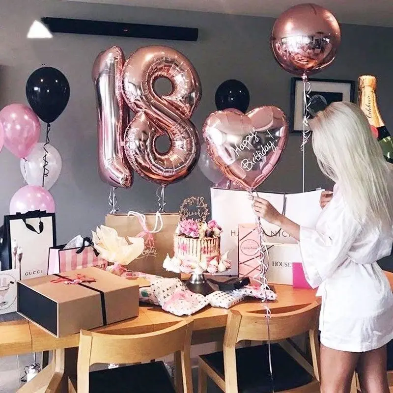 32 40inch 2pcs Palloncino Oro Argento Blu Rosa Colore Palloncino In Alluminio Ragazzo Ragazza 18 Anni 16 Anni Decorazione Festa Di Compleanno Palloncini E Accessori Aliexpress