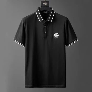 

DUYOU brand Men Polo Ribbed Turn Down Collar Embroidery Chinese character Breathable Smooth Polo Tee Shirts Breathable Mesh Polo