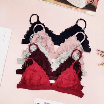 

DeRuiLaDy Sexy Lace Bra Floral Backless Bralette Female Half Cup Seamless Sexy Lingerie Comfortable Thin Wireless Bras For Women