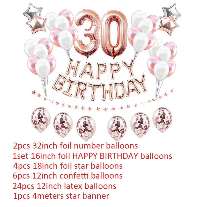 38 pz numero 30 palloncini di compleanno buon compleanno 30 anni uomo donna  decorazioni per feste 30 anni forniture per l'anniversario