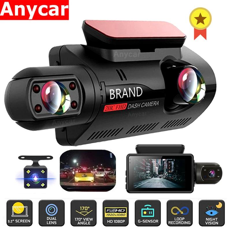 FHD Автомобильный видеорегистратор с двойной записью скрытый 1080P ночное видение