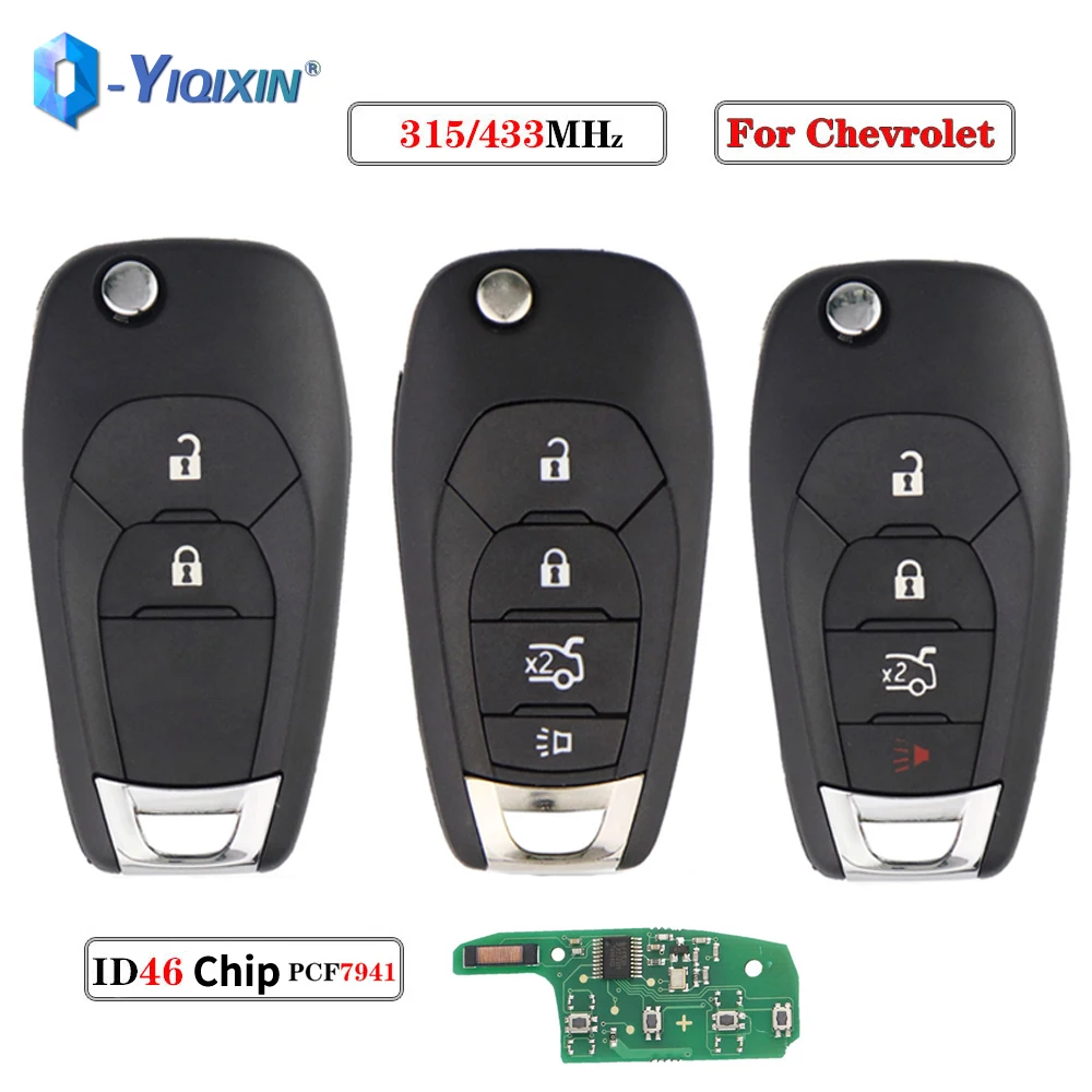 YIQIXIN 315/433MHZ Flip Remote Car Key For Chevrolet Cruze Avo Trailblaze Malibu GM 2015+ Onix Cobalt Prisma Spin S-10 ID46 Chip