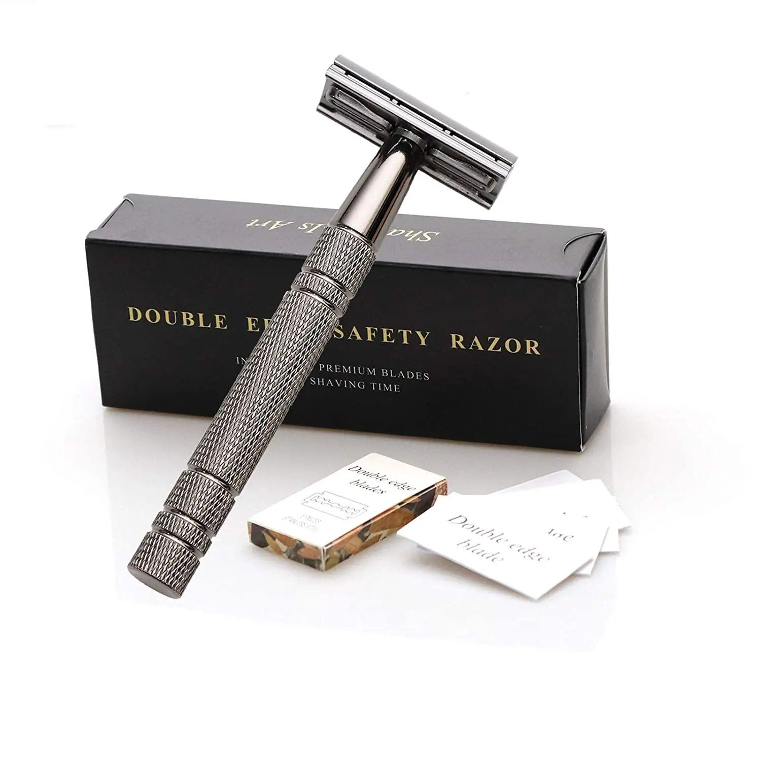Double Edge Safety Razor Met 10 Scheermesjes, premium Nat Scheren