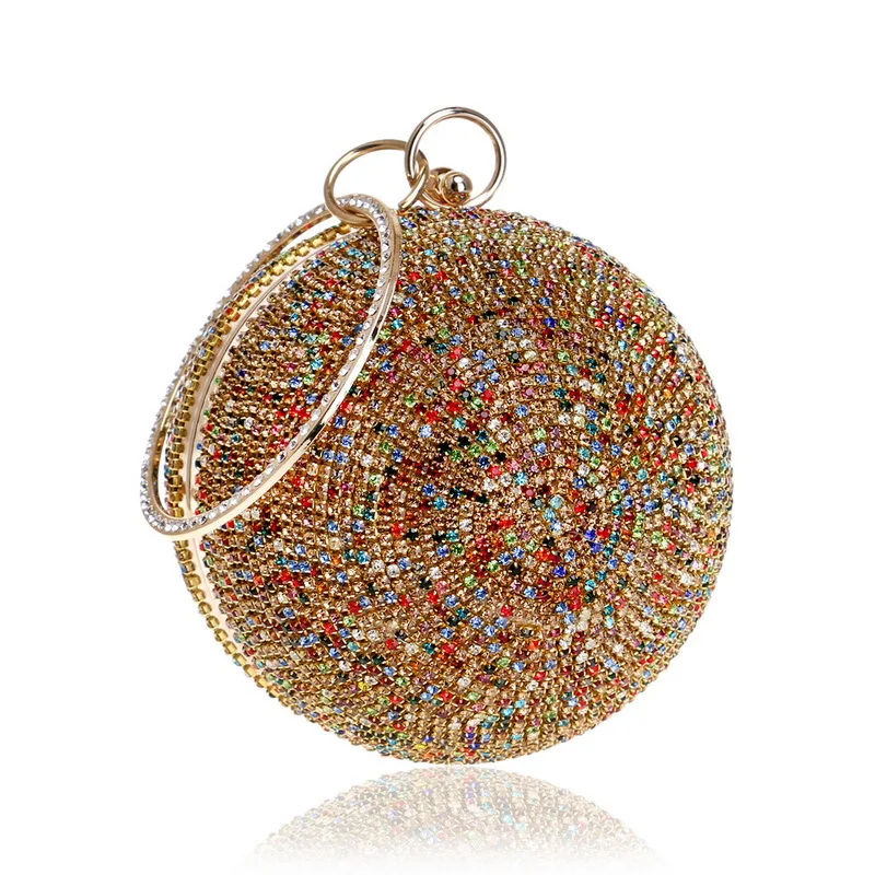 

Ladies Metallic Day Clutches Evening Crossbody Shoulder Ball Bags with Diamonds Women Fashion Formal Handbag Wristlets