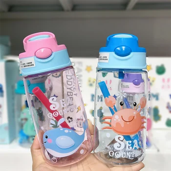 

Baby drinking bottle 550ml Kids Children Cartoon Animail water bottle Baby Feeding Drinking Learning Bottle drinkbeker school