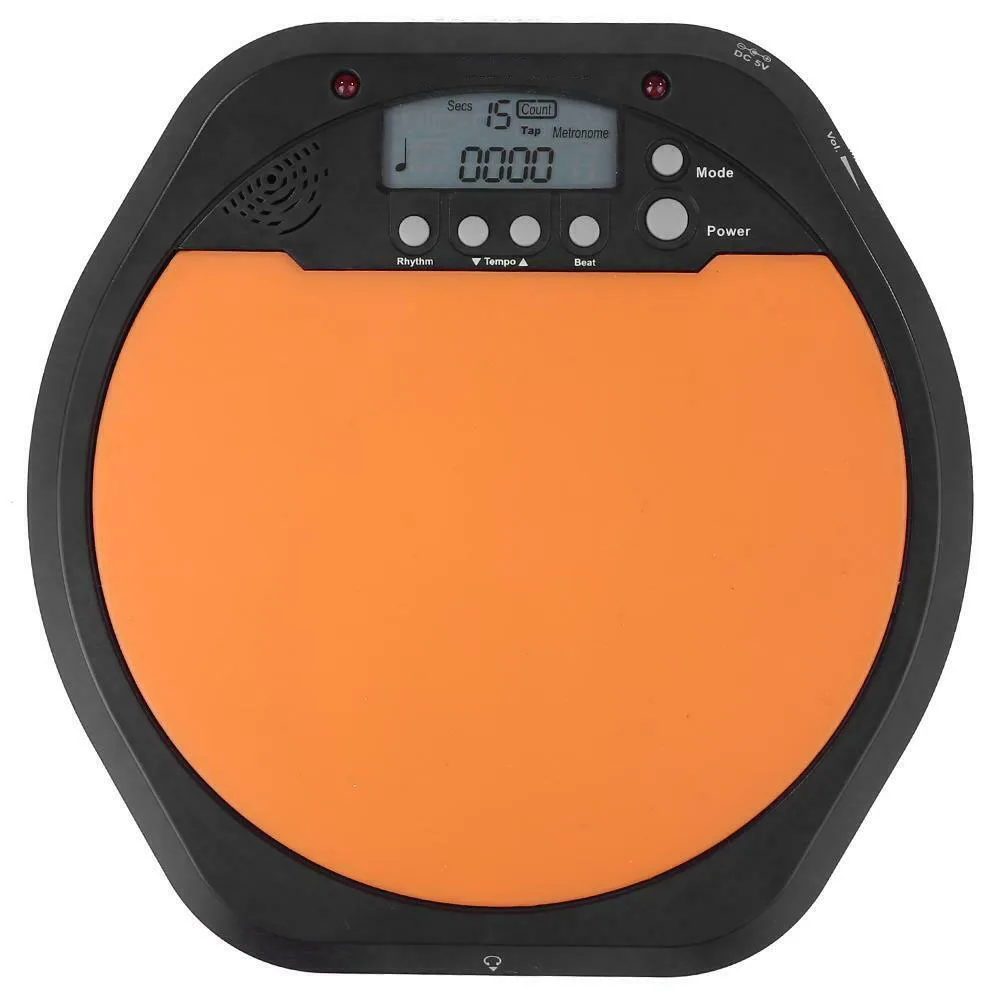 

8 Inch Digital Rhythm Count Electronic Drum Dumb Pad Instruments Parts Battery Powered Practice LCD Diaplay Beat Trainer 2 In 1