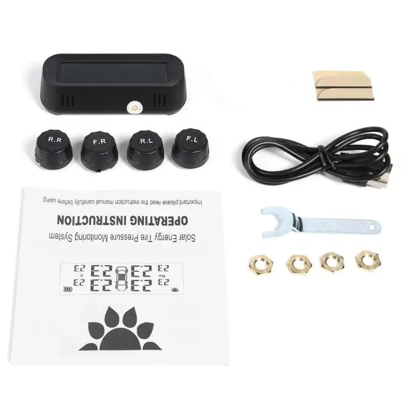 C68 USB+ Солнечная Автомобильная TPMS система контроля давления в шинах с 4 внешними датчиками