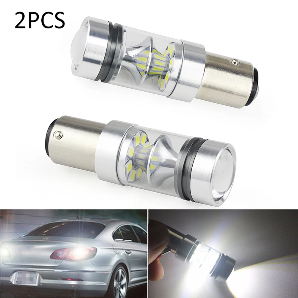 

2Pcs LED Turn Signal Backup Light 12V 24V 1157 BSY15D 100W 1000Lm Reverse Light Bulb 20-SMD 360 Degree Beam Angle