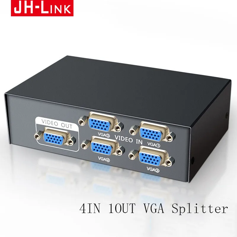 Переключатель VGA JH-LINK 4 порта SVGA видеопереключатель 4*1 усилитель сигнала HD
