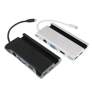 

Type C Hub Docking Station For Laptop Smart Phones 7 In 1 Vga Pd Lan Hdmi Usb3.0 Port Expansion Huawei Matebook