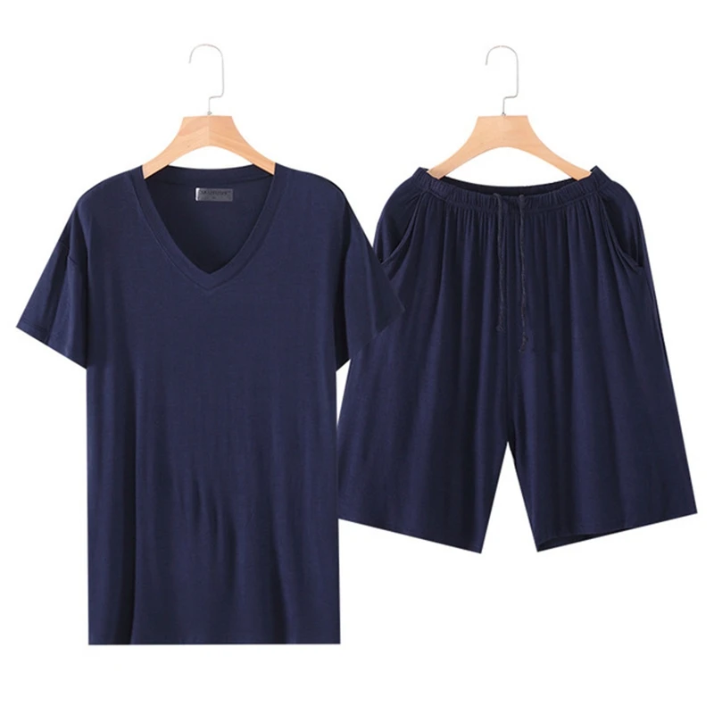 Novelty Clothes Summer Modal Short Sleeved Men's Pajamas Sets Male Pajama Set Solid Thin Pajama for Men Sleepwear Suit Homewear
