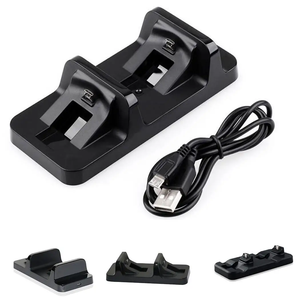 Двойной usb Зарядный Док-станция для зарядки Подставка DC 5V для 400mAh PS4 контроллер ручки черный