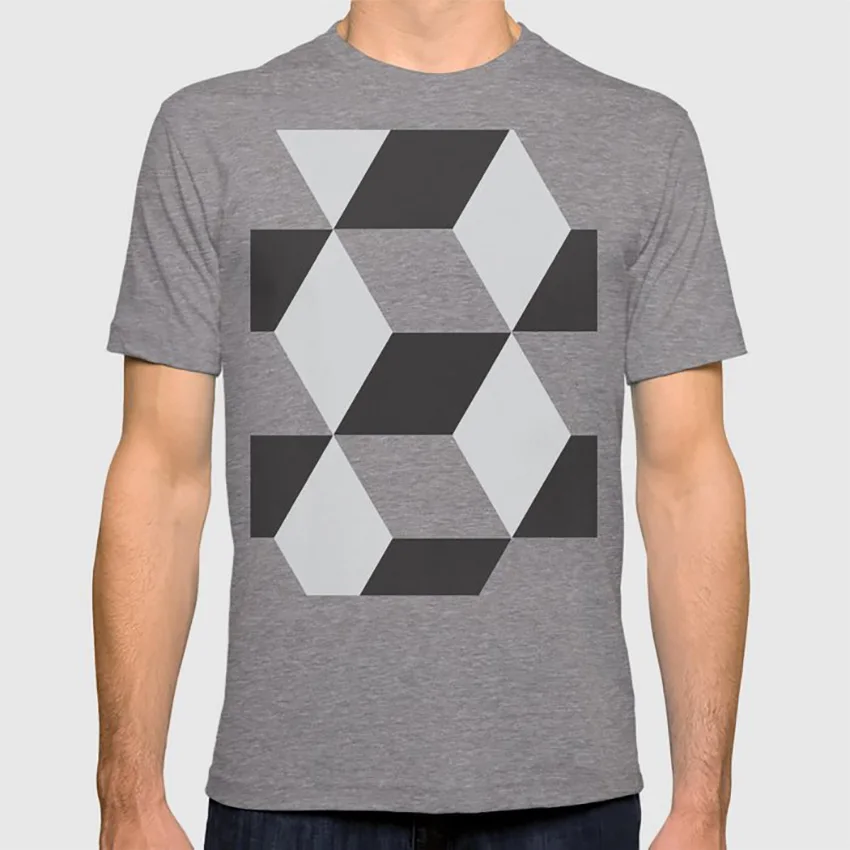 Cubism черно-белая футболка cubism кубики Минимальный абстрактный геометрический белый серый