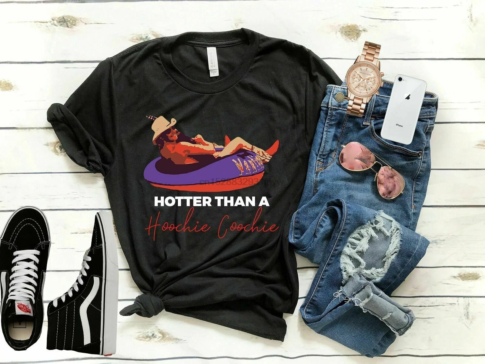 Hotter Than A Hoochie Coochie черная футболка M 6Xl |