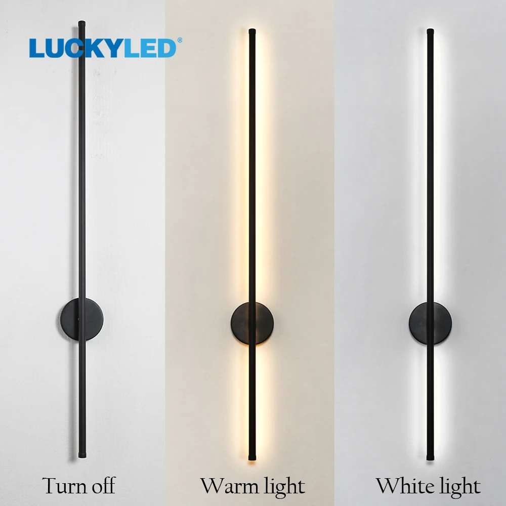 LUCKYLED Simple Led Wall Light Indoor Black White 360&deg; Rotatable Wall Lamp for Living Room Bedroom Bedside Light Sconce
