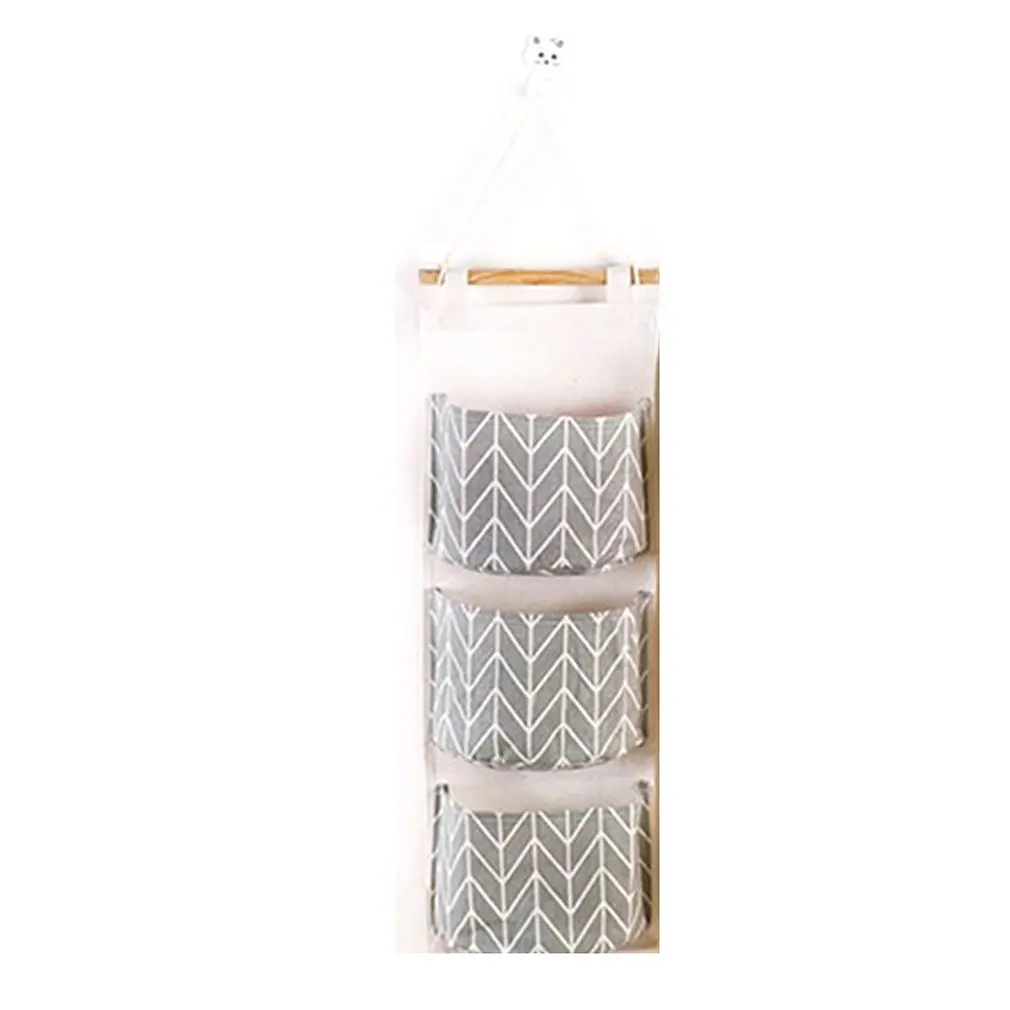

Gray Home Wall-Mounted Dormitory Bedroom Wardrobe Behind The Door Fabric Mobile Phone Wall-Mounted Storage Bag