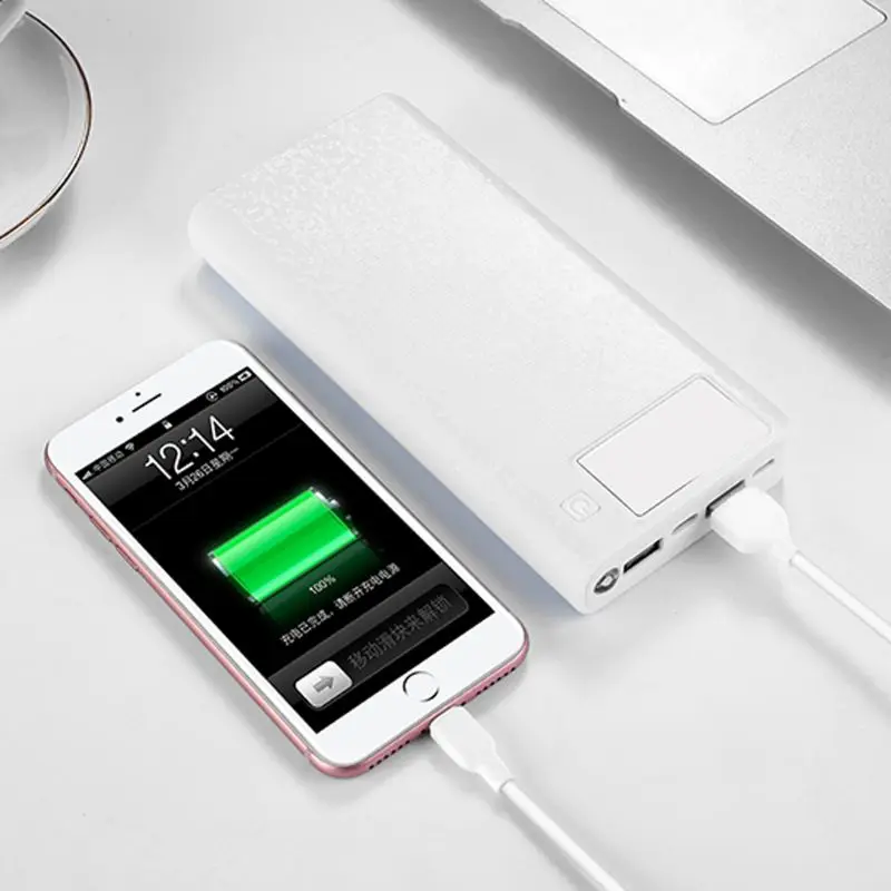 QC 3 0 Dual USB + Type C PD 8x18650 батарея DIY Power Bank Box LED Light быстрое зарядное устройство для iPhone