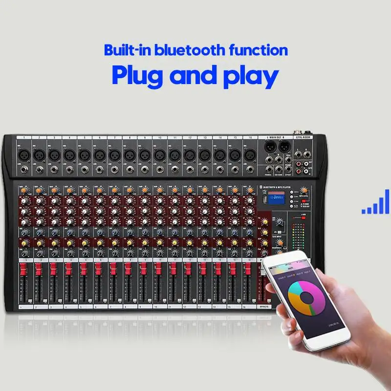 Mezclador de Audio de estudio profesional de 12 canales bluetooth USB Digital DJ consola de mezcla