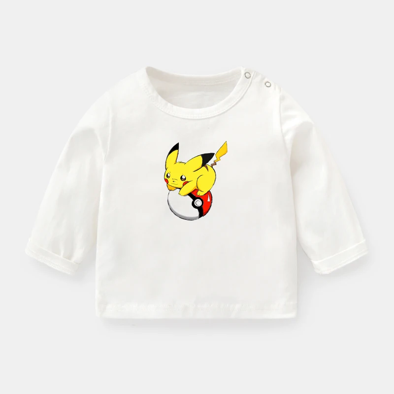 ieBabyYW060C Футболки с рисунком покебол PIKACHU для новорожденных; футболки с длинными рукавами для малышей; Рождественский подарок - Цвет: ieBabyYW060C