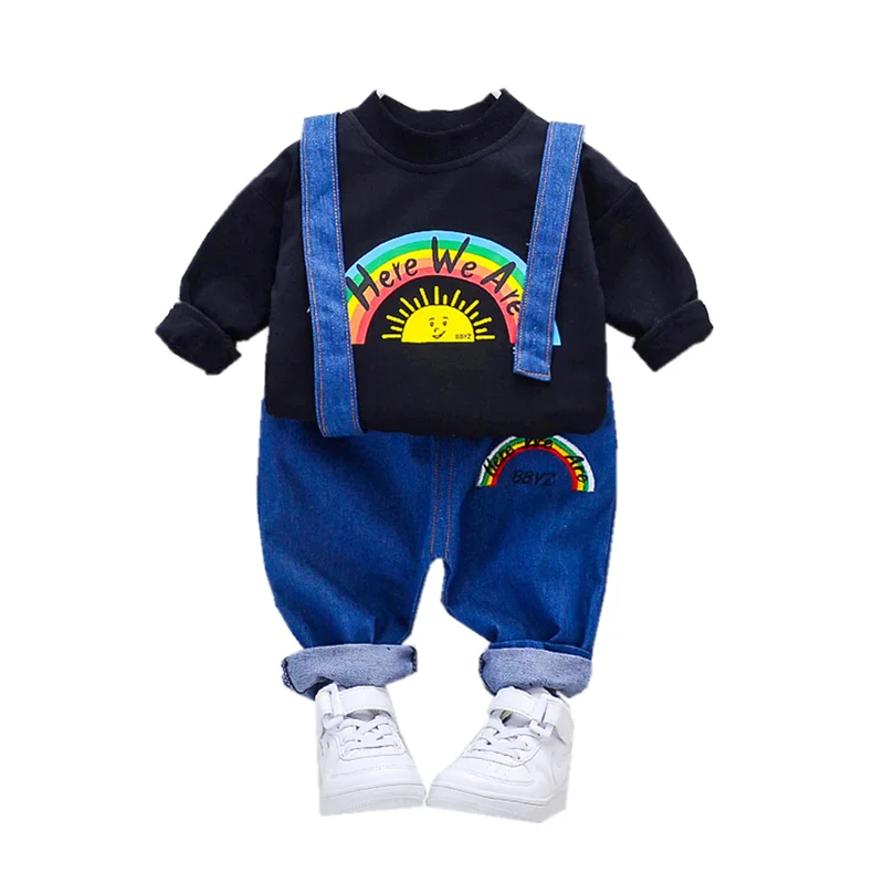

New Spring Autumn Baby Boys Girls Clothes Suit Children Cotton T Shirt Overalls 2Pcs/set Toddler Fashion Costume Kids Tracksuits