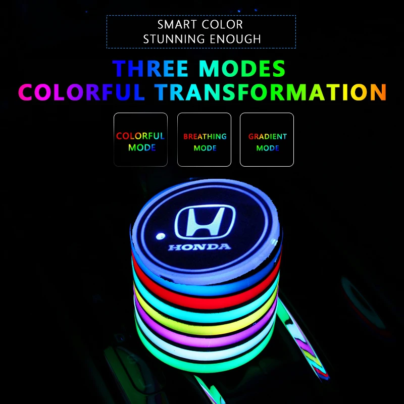 

1pcs Fashion NEW Car Styling Logo Light LED Cup Drink Holder Anti Slip For Honda Mugen Power Accord CRV Hrv Jazz Car Accessories