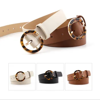 

2020 new European and American fashion wild round leopard buckle ladies belt retro simple decorative belt women