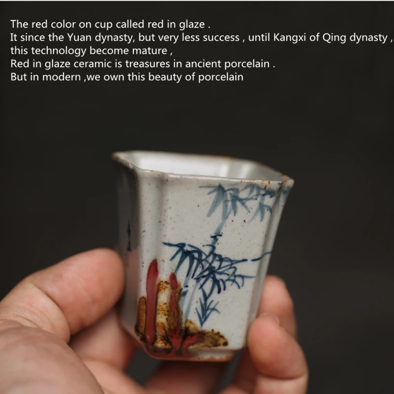 Tea Cup Hand Painted Bamboo Chinese Antique Water Cups Tea Cup Set for Tea Ceremony