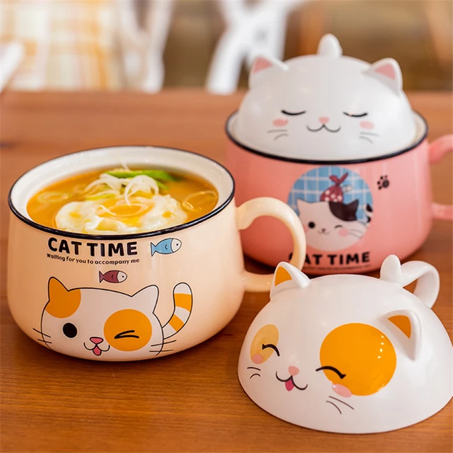 WHJY Vajilla japonesa creativa de cerámica pintada a mano con tapa para  sopa y fideos, con función de preservación del calor, cuenco y tapa – Yaxa  Store