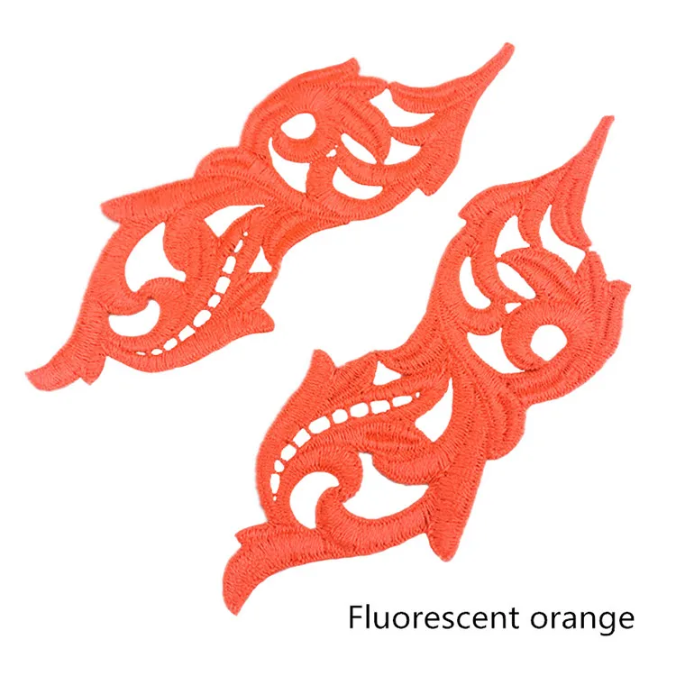 fluorescent orange Zsbszc 5 пар флуоресцентных цветов с кружевной отделкой для танго, балетных костюмов, платье, Декор, шитье, ремесла, Кружевная аппликация, нашивка DA002 - Цвет: fluorescent orange