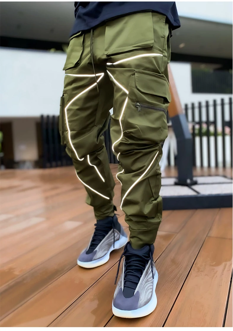 Men's Reflective Cargo Pants 2022 New Hip Hop Casual Joggers Trousers Multi-Pocket Men Sweatpants Streetwear Sports Pant_viptrois.com