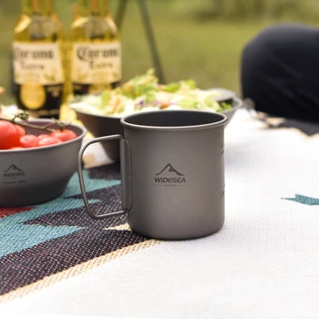 Camping Mug Titanium Cup Tourist Tableware Picnic Utensils Outdoor Kitchen Equipment Travel Cooking set Cookware Hiking 6
