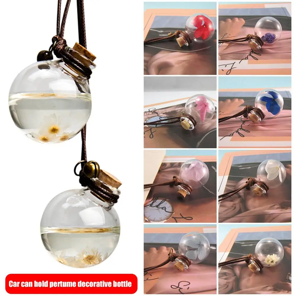 

SALE 1 Car Hanging Perfume Pendant Air Fresher Empty Glass Bottle Oil Diffuser Car Accessories High Temperature Resistance CSV